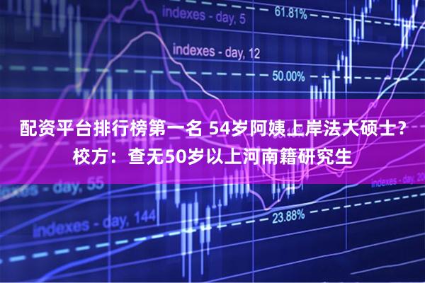 配资平台排行榜第一名 54岁阿姨上岸法大硕士？校方：查无50岁以上河南籍研究生
